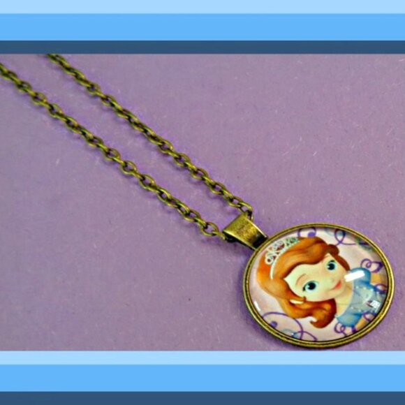 Princess Sofia The First Design Necklace Antique Bronze In Color For Girls - Picture 1 of 1